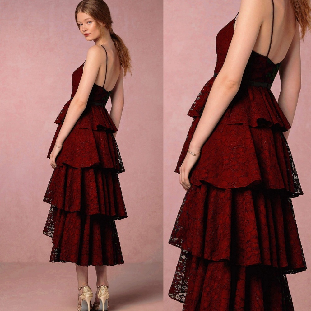 π₯ Anthropologie BHLDN Ruby Wine Dress - Picture 2 of 7